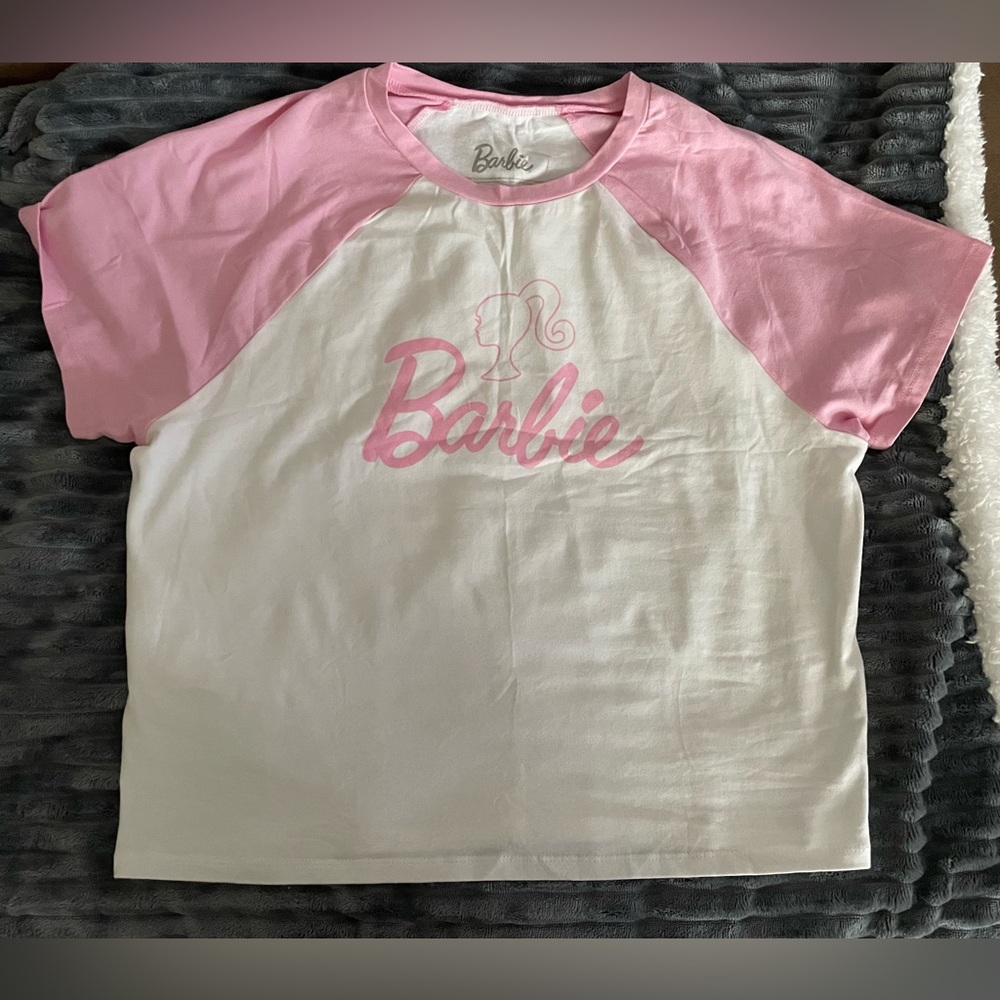 Barbie Pink and White Graphic Tee